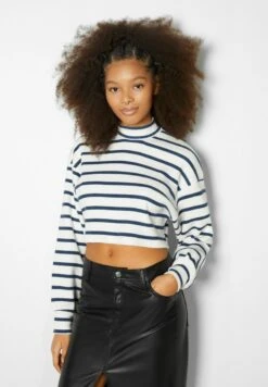 BERSHKA LONG SLEEVE HIGH NECK 07788831 - Strickpullover - White