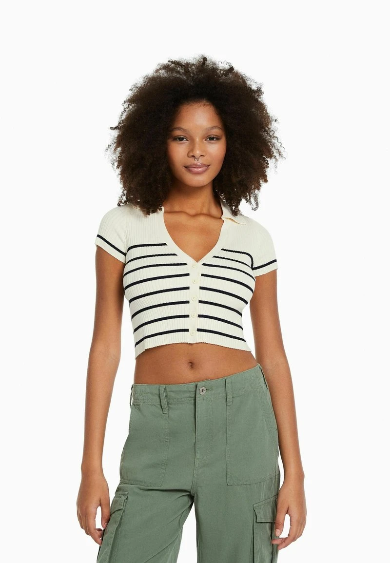 BERSHKA SHORT SLEEVE - Strickjacke - Beige 3 BERSHKA SHORT SLEEVE - Strickjacke - Beige