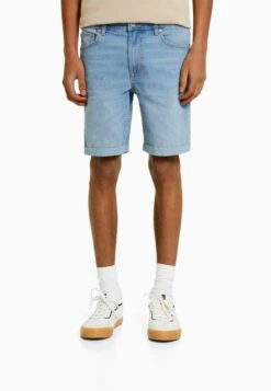 BERSHKA Jeans Shorts - Light Blue Denim