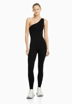 BERSHKA CUT-OUT SEAMLESS - Jumpsuit - Black