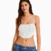 BERSHKA STRAPPY RHINESTONE - Top - Off White