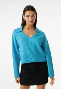 BERSHKA Strickpullover - Dark Blue