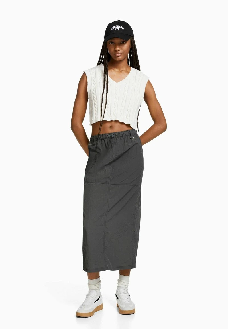 BERSHKA EFFECT - MIDI - A-Linien-Rock - Grey 4 BERSHKA EFFECT - MIDI - A-Linien-Rock - Grey – Bild 2