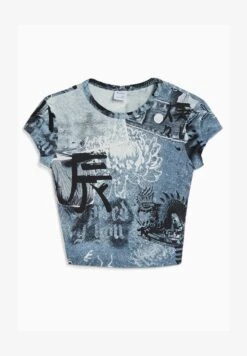 BERSHKA SHORT SLEEVE - T-Shirt Print - Blue -Bershka Verkaufsgeschäft c79b411042a34b1585b436975d59cd02