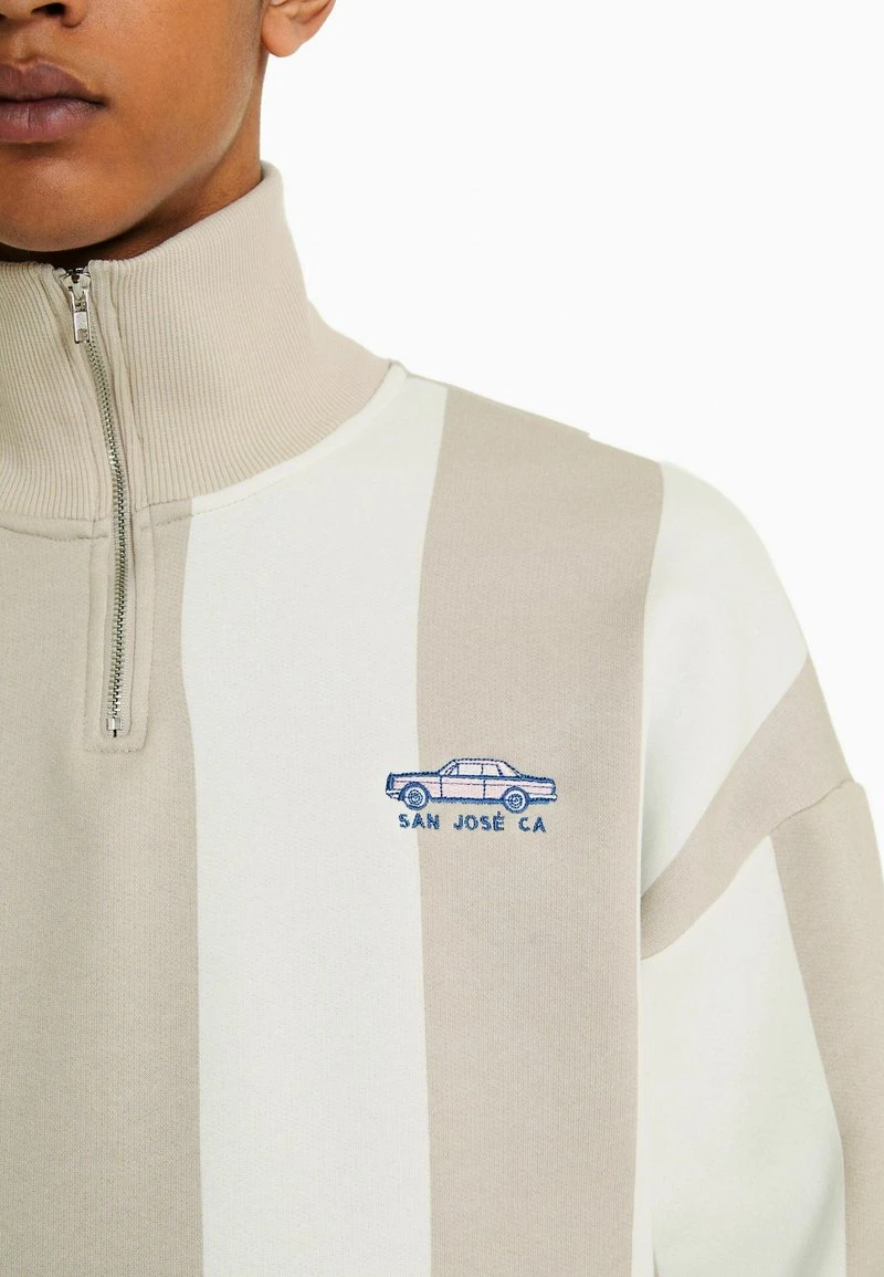 BERSHKA STRIPED WITH ZIP - Sweatshirt - Light Grey 6 BERSHKA STRIPED WITH ZIP - Sweatshirt - Light Grey – Bild 4