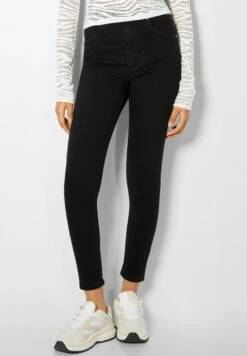 BERSHKA HIGH WAIST - Jeans Skinny Fit - Black