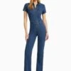 BERSHKA WITH SHORT SLEEVES AND ZIP - Jumpsuit - Dark Blue 1 BERSHKA WITH SHORT SLEEVES AND ZIP - Jumpsuit - Dark Blue -Bershka Verkaufsgeschäft cc27ce44dc5c49a49815ac68a767d2ed