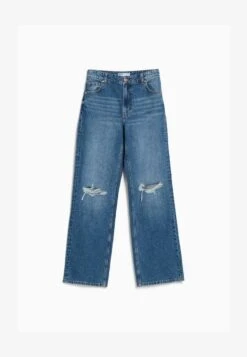 BERSHKA WIDE-LEG RIPPED - Flared Jeans - Dark Blue -Bershka Verkaufsgeschäft cf27a4e0d5664d5bbe9059bd63daaa70