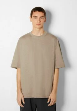 BERSHKA OVERSIZED SHORT SLEEVE - T-Shirt Basic - Grey