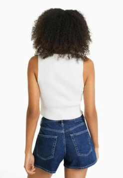 BERSHKA MOM FIT - Jeans Shorts - Dark Blue -Bershka Verkaufsgeschäft d3f8527854f0483ba3cda7b93a32c107