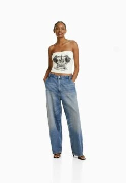 BERSHKA METALLICA BANDEAU PRINT - Top - Off White -Bershka Verkaufsgeschäft d8fe2aa284d74ff88a7dd58f60b0890d