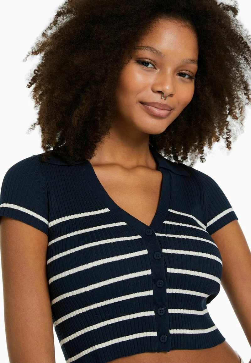 BERSHKA SHORT SLEEVE - Strickjacke - Dark Blue 6 BERSHKA SHORT SLEEVE - Strickjacke - Dark Blue – Bild 4