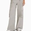 BERSHKA MULTIPOCKET WIDE LEG - Cargohose - Grey