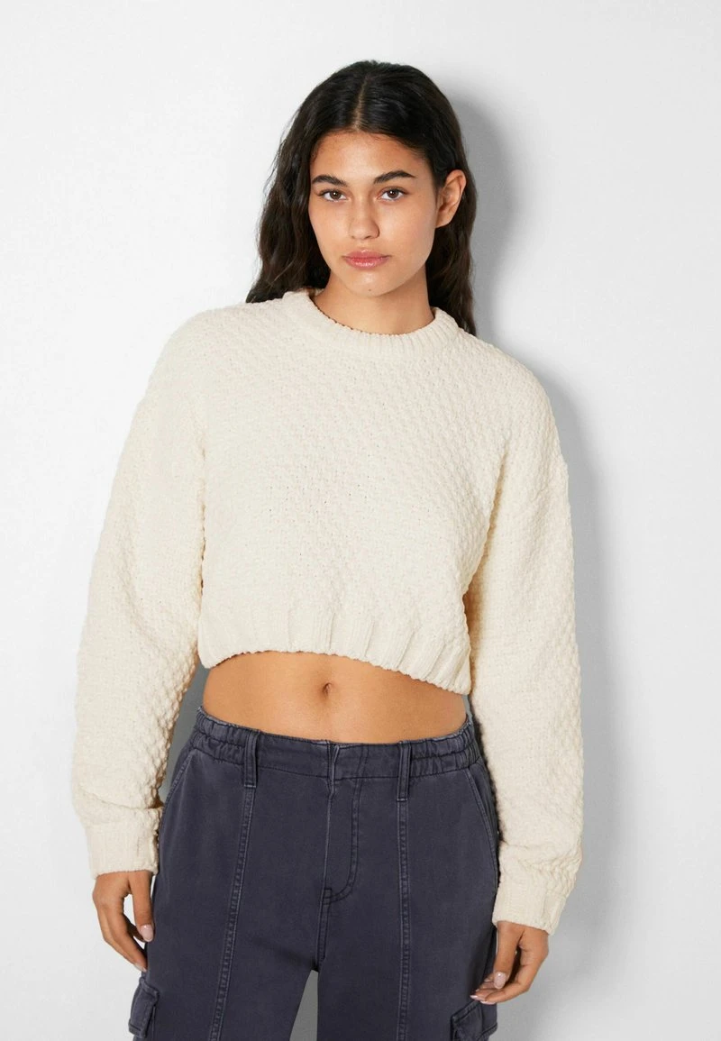 BERSHKA TEXTURED CHENILLE - Strickpullover - Beige 3 BERSHKA TEXTURED CHENILLE - Strickpullover - Beige