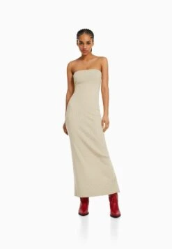 BERSHKA Maxikleid - Beige