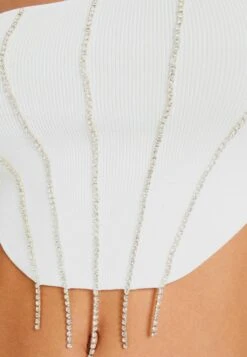 BERSHKA STRAPPY RHINESTONE - Top - Off White -Bershka Verkaufsgeschäft ddec48dea642426aa8c7d898a1b4e7a5