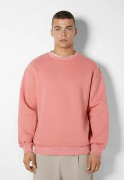 BERSHKA ROUND NECK - Sweatshirt - Pink