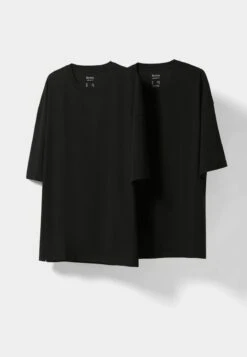 Bershka Verkaufsgeschäft 27 BERSHKA 2 PACK - T-Shirt Print - Black