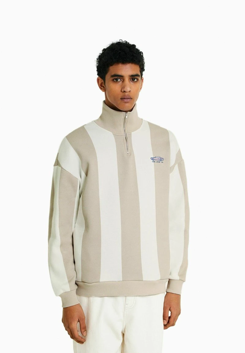BERSHKA STRIPED WITH ZIP - Sweatshirt - Light Grey 3 BERSHKA STRIPED WITH ZIP - Sweatshirt - Light Grey