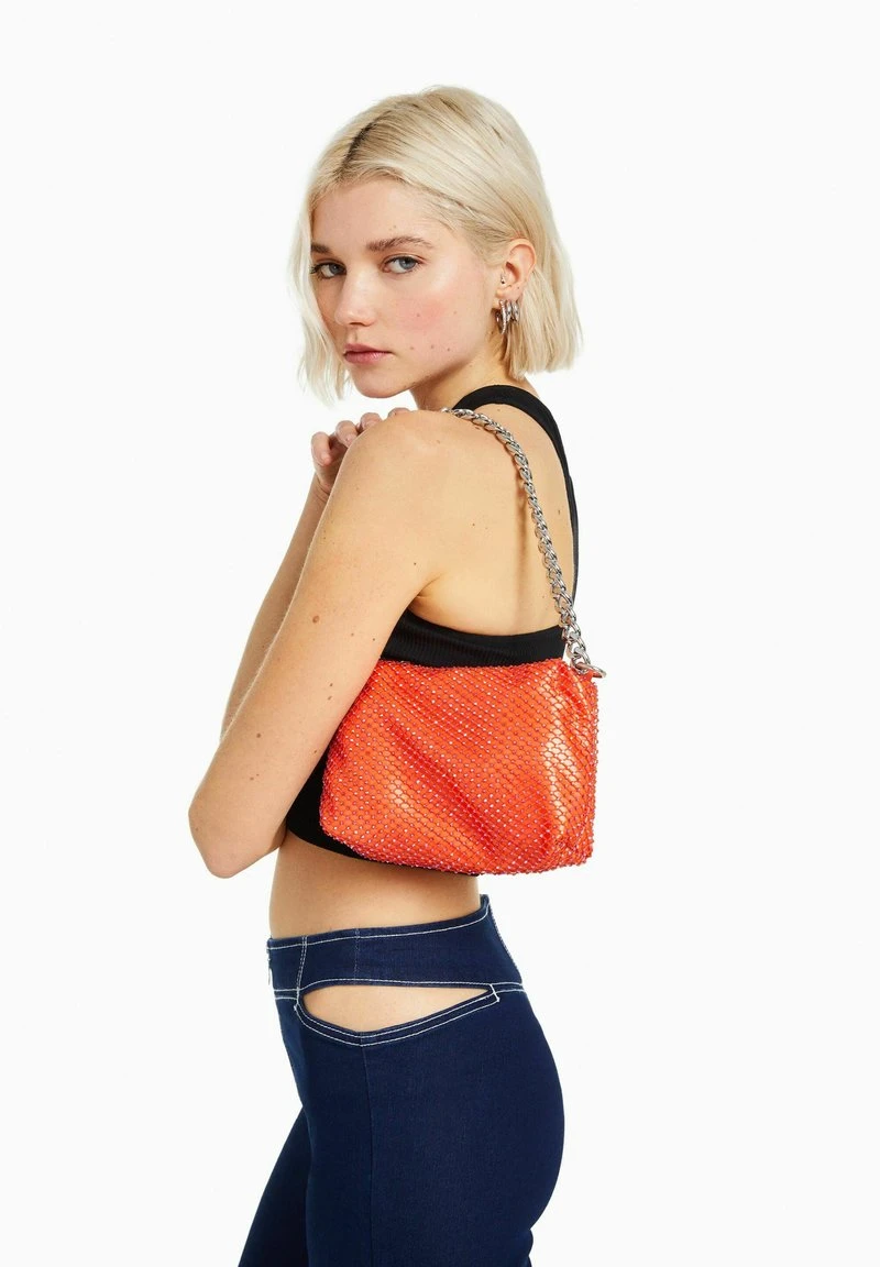 BERSHKA MESH CHAIN STRAP - Handtasche - Orange 4 BERSHKA MESH CHAIN STRAP - Handtasche - Orange – Bild 2