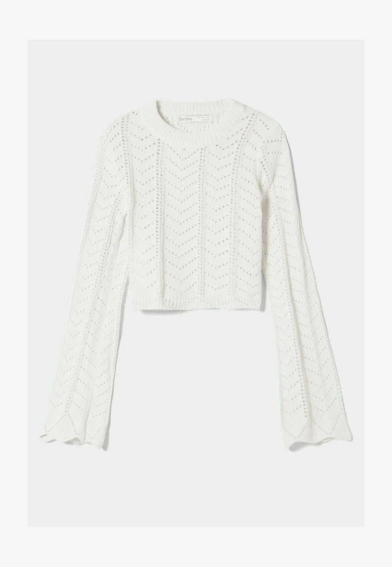 BERSHKA OPEN ROUND NECK - Strickpullover - Beige 8 BERSHKA OPEN ROUND NECK - Strickpullover - Beige – Bild 6