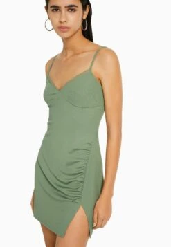 BERSHKA WITH BLONDE LACE DETAIL - Etuikleid - Khaki -Bershka Verkaufsgeschäft e4559c65b3bb41cb9ebc15468e659836