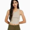 BERSHKA SLEEVELESS - Top - Beige