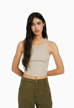 BERSHKA SLEEVELESS - Top - Beige
