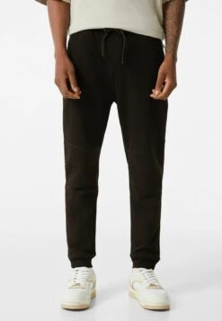 BERSHKA PLUSH SEAMS - Jogginghose - Black