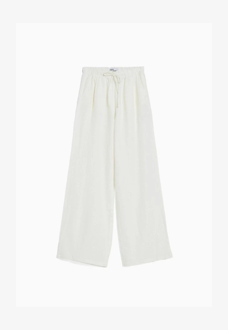 BERSHKA WIDE LEG STRAIGHT FIT WITH GATHERED WAIST - Stoffhose - Off White 6 BERSHKA WIDE LEG STRAIGHT FIT WITH GATHERED WAIST - Stoffhose - Off White – Bild 4