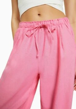 BERSHKA WIDE LEG STRAIGHT FIT WITH GATHERED WAIST - Stoffhose - Pink -Bershka Verkaufsgeschäft ec4d2e7348694d17bc1fe4264bbb8310