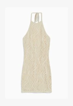 BERSHKA HALTER NECK - Etuikleid - Beige -Bershka Verkaufsgeschäft ee38f14fde1448fcaf3cccee35b81231