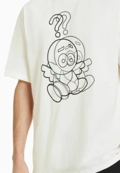 BERSHKA SHORT SLEEVE BOXY FIT FOIL - T-Shirt Print - White -Bershka Verkaufsgeschäft f10a8184e0e34180851d0ad04f1a19ca