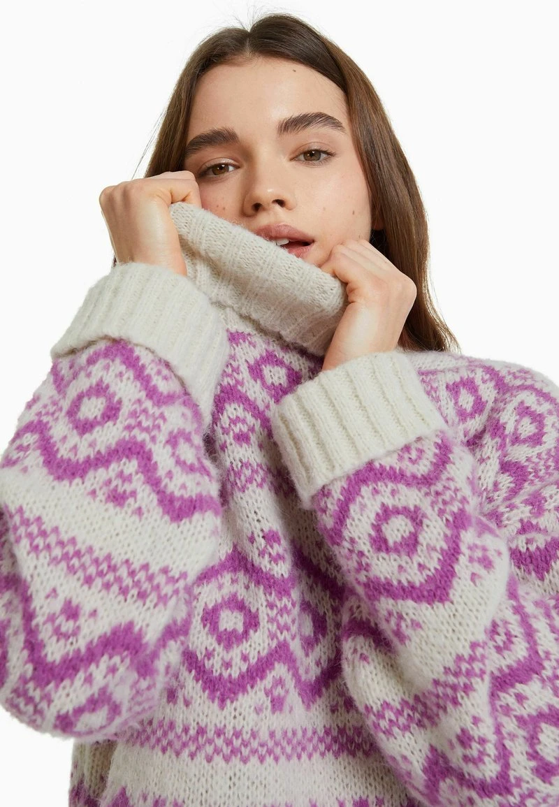 BERSHKA HIGH NECK JACQUARD - Strickpullover - Light Pink 6 BERSHKA HIGH NECK JACQUARD - Strickpullover - Light Pink – Bild 4