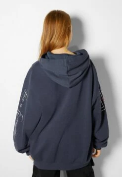 BERSHKA PRINTED - Kapuzenpullover - Dark Blue -Bershka Verkaufsgeschäft f24cded3794c4311931f3473e22fbec3