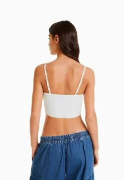 BERSHKA STRAPPY RHINESTONE - Top - Off White -Bershka Verkaufsgeschäft f2a637d512d64258bfa6c84150d3e649