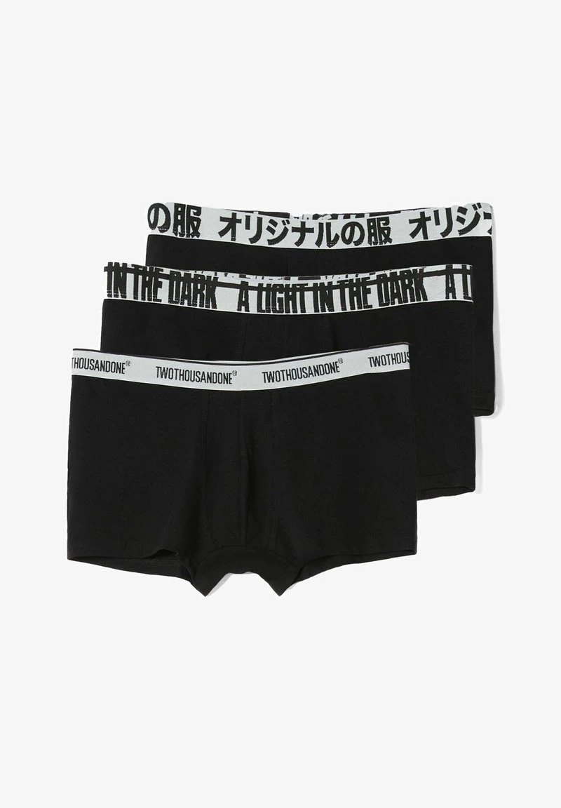 BERSHKA SET OF 3 PACK - LETTERING - Panties - Black 3 BERSHKA SET OF 3 PACK - LETTERING - Panties - Black