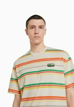 BERSHKA STRIPED SHORT SLEEVE BOXY - T-Shirt Print - Camel -Bershka Verkaufsgeschäft f6a6280751474474a424b616e247ee04