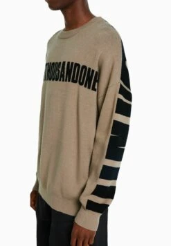 BERSHKA SLOGAN - Strickpullover - Brown -Bershka Verkaufsgeschäft f6f95b6e4d7a4f72a6ec1a209a97ca90