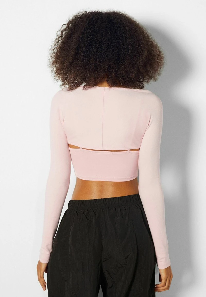 BERSHKA STRAPPY WITH LONG SLEEVES - Strickjacke - Pink 5 BERSHKA STRAPPY WITH LONG SLEEVES - Strickjacke - Pink – Bild 3