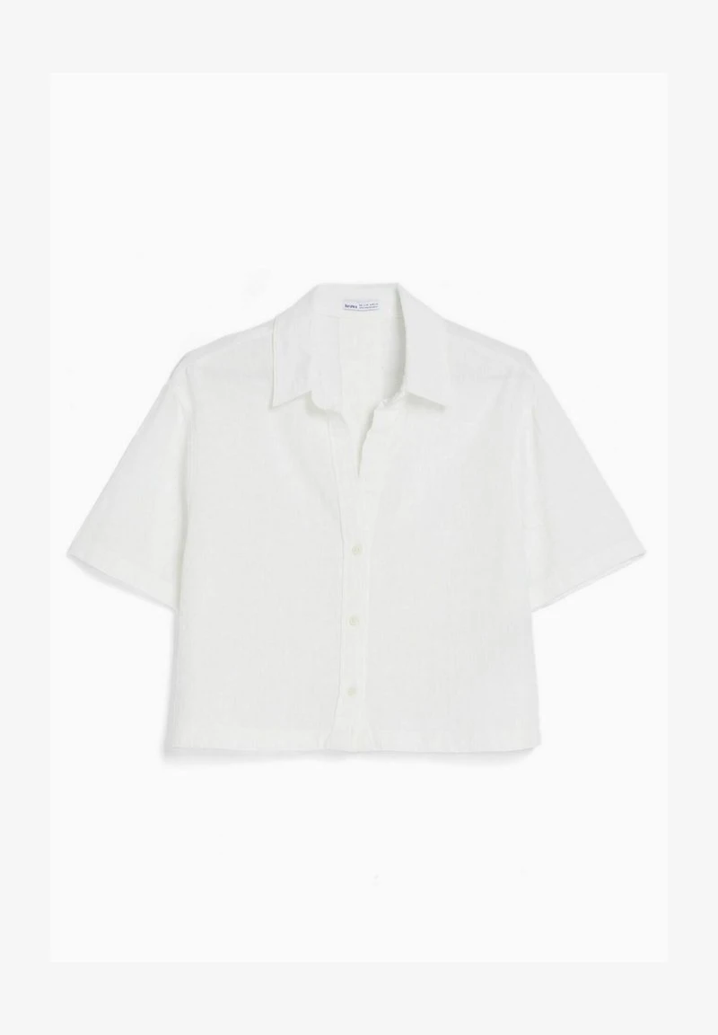 BERSHKA SHORT SLEEVE TEXTURED - Hemdbluse - White 7 BERSHKA SHORT SLEEVE TEXTURED - Hemdbluse - White – Bild 5