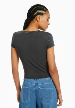 BERSHKA SHORT SLEEVE - T-Shirt Basic - Dark Grey -Bershka Verkaufsgeschäft f9cb36904c1343f1a0f7e52e494900c7