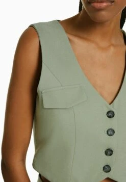 BERSHKA TAILORED BUTTONED - Weste - Khaki 11 BERSHKA TAILORED BUTTONED - Weste - Khaki -Bershka Verkaufsgeschäft fb0817369e5e493e9041bae128da6950