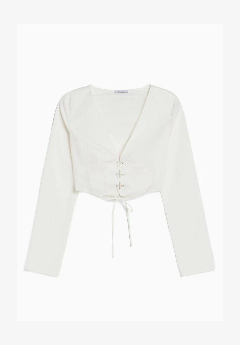 BERSHKA FITTED POPLIN LACE-UP WITH LONG SLEEVES - CORSET - Bluse - Off White 8 BERSHKA FITTED POPLIN LACE-UP WITH LONG SLEEVES - CORSET - Bluse - Off White – Bild 6