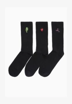 BERSHKA EMBROIDERED SET - Socken - Black