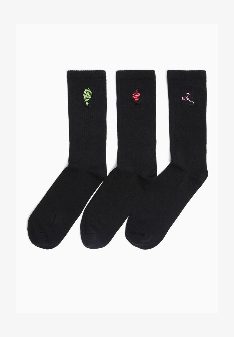BERSHKA EMBROIDERED SET - Socken - Black 3 BERSHKA EMBROIDERED SET - Socken - Black